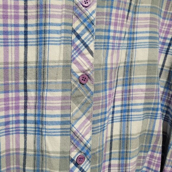 Blair Blue and Purple Plaid Womans Button Up Shirt - Picture 3 of 5